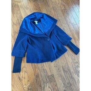 Soft Surrounding Sz M Dark Blue Sailor‎ Collar Wool Coat Catwalk Luxury